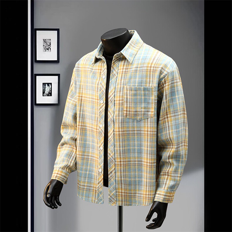 特批25港风网红格子衬衫宽松外套男女衬衣百搭外套CS2414，男装衬衫，电商A128