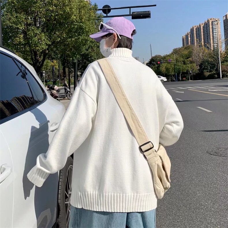 高领毛衣男针织打底衫长袖宽松复古纯色百搭情侣外套M8088-p40,男装针织衫/毛衣,星座1008