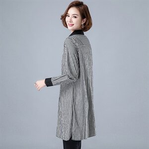 2025年秋季新款韩版气质格子拼色中长款衬衣休闲连衣裙，女装衬衫，风姿绰