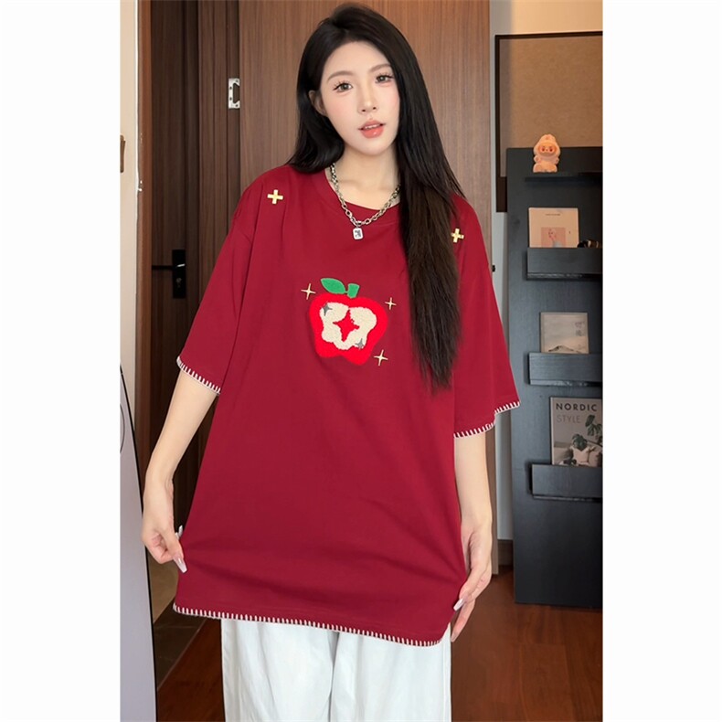 趣味毛巾刺绣苹果短袖t恤男女cp190-特p35,男装T恤,电商B371