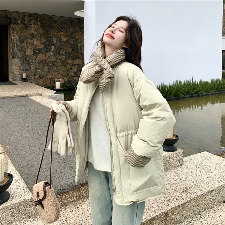 现货！2C056-7097-P285控428（浅绿色90绒羽绒服送格子围巾）,女装羽绒服,2C056