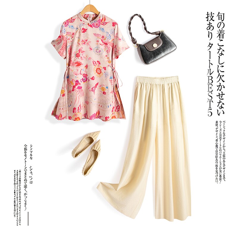 欧美外贸原单大牌出口尾单剪标撤柜折扣大码夏装上衣+阔腿裤套装，女装套装/套裙，水衣源