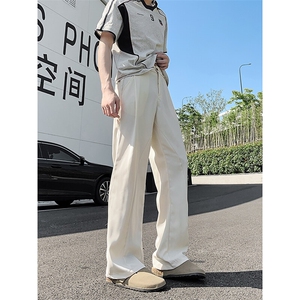 XK439-特P38夏冰丝凉感西裤美式垂感宽松微喇直筒男休闲长裤潮图片