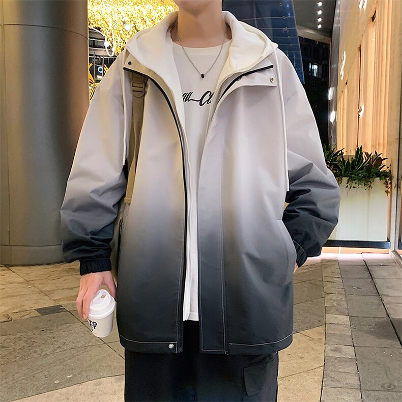 新款二开港风中性风宽松夹克男渐变防水冲锋衣外套MYJ24-7833-P75,男装夹克,星座717
