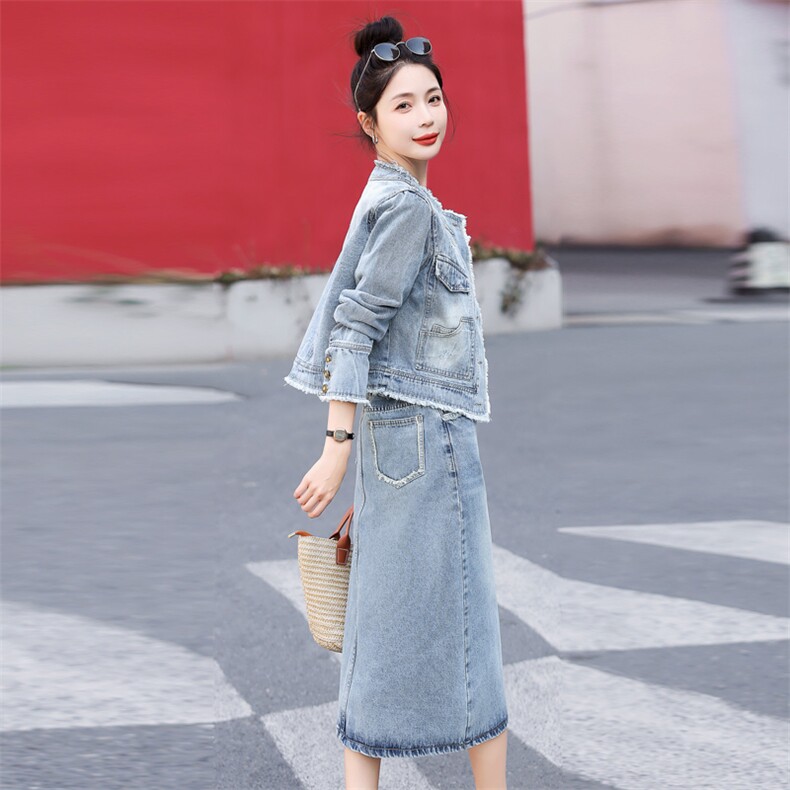 小香风牛仔套装半身裙女春季2025新款高级感气质连衣裙两件套减龄,女装套装/套裙,意芙