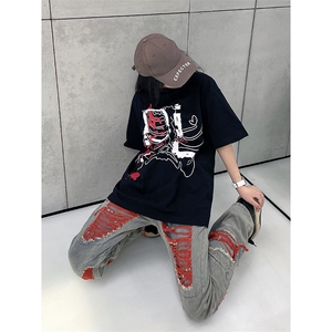 B221 新景秋装美式ins高街暗黑小众假破洞牛仔裤LK22039-P65控88图片