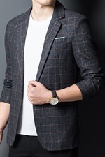 西装男士商务外套2023春季新款中青年上衣格子休闲西服男装,男装西服,电商B212（原钱塘6029）
