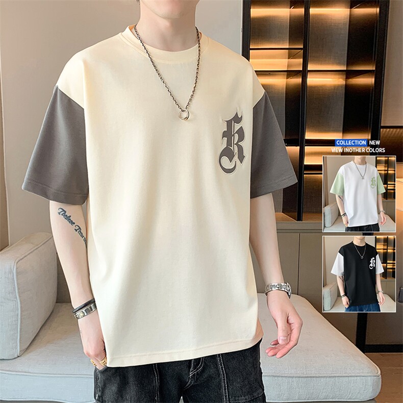 冰氧仿棉短袖店主风夏季休闲百搭字母印花男上衣TC3151-P24控48,男装T恤,星座717