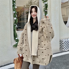 配围巾帽驼色仿皮毛一体羊羔毛外套女冬季2025新款小个子短款加厚，女装皮草，2C159