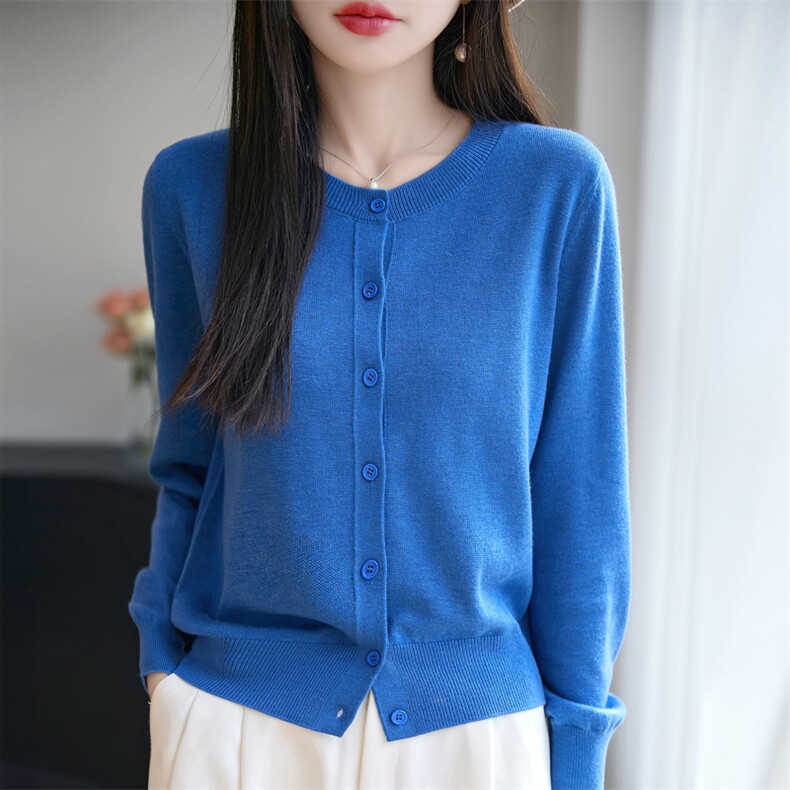 重工烫钻针织miu系开衫女短外套毛衣2025新撞色假两件格雷系上衣,针织衫/毛衣,昭美羊绒