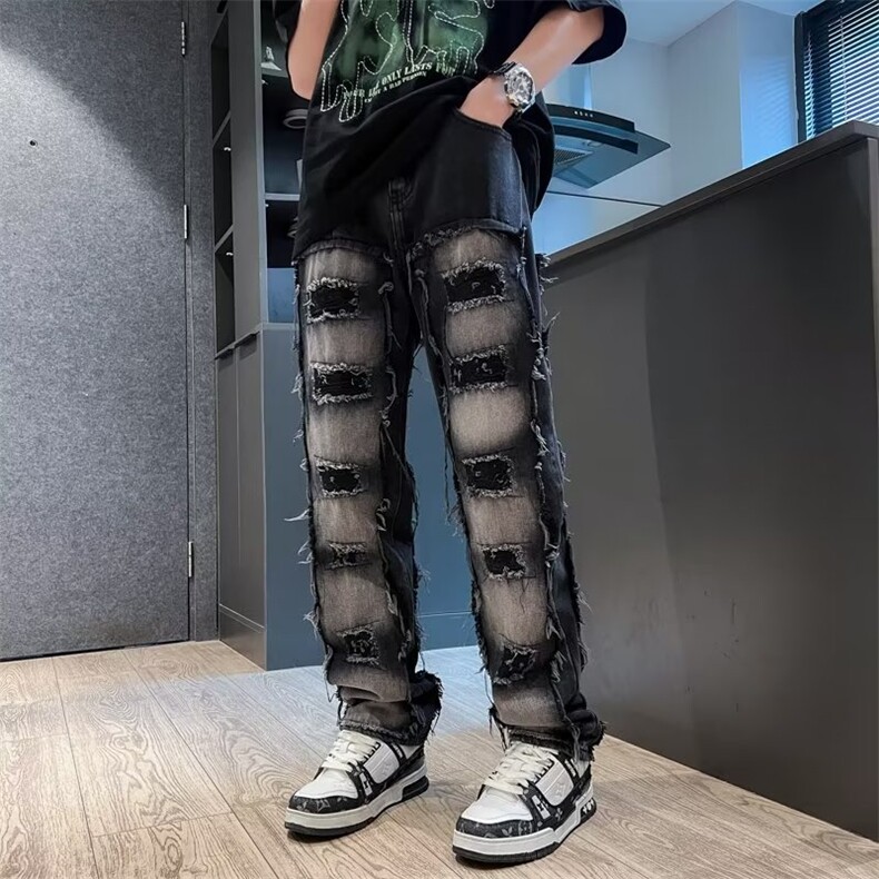潮流潮日系慵懒青春流行气质牛仔裤文艺简约ins男夏季K3302-P65,男装牛仔裤,星座1109-3