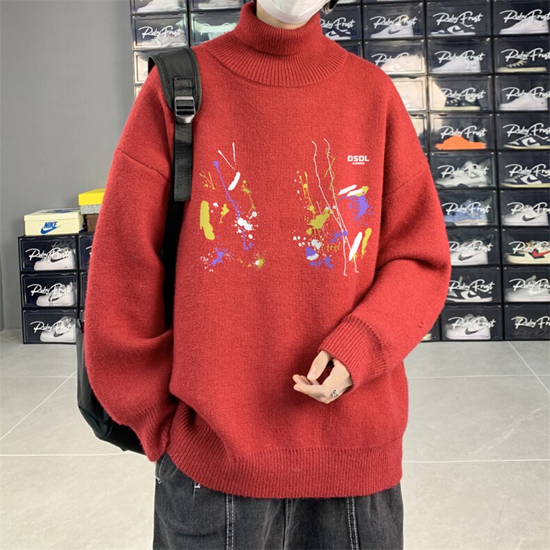 高质量！秋冬季高领毛衣加绒加厚翻领针织衫男毛衣FL529-特P38图片