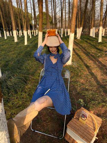 飘带短款连衣裙，女装连衣裙，Mu Mu