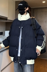 新款宽松棉衣男士立领加厚保暖防寒冬装外套三条杠棉服6667-P60，男装棉衣，星座1403A