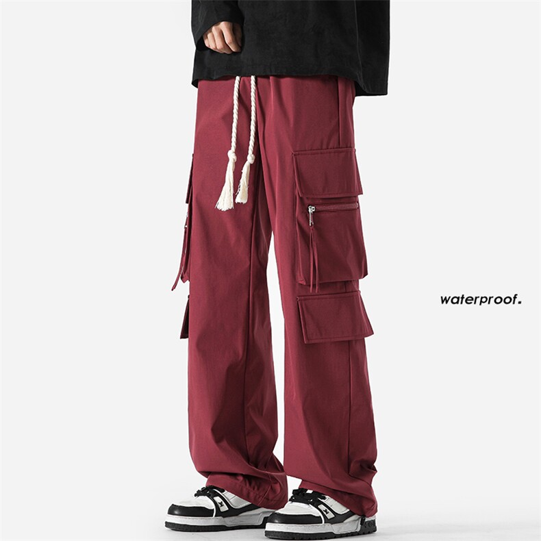 2026春季新款高街防水安哥拉红冲锋男拖地长裤K1305-特P35控68，男装休闲裤，电商A001