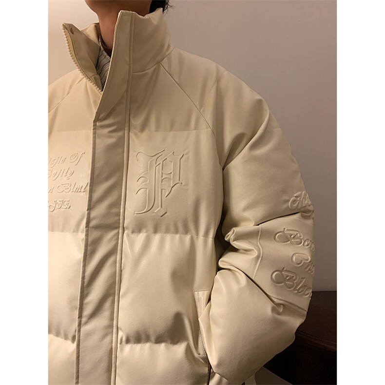 冬款字母肌理压花立领棉衣boy美式盐系加厚保暖棉服A071-589-P115，男装棉衣，电商A071