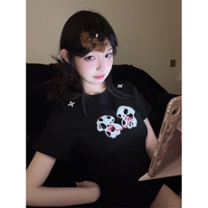 H0876-P35毛巾绣+刺绣正肩修身显身材百搭短袖T恤，女装T恤，星座617A-2