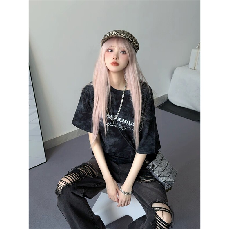 抖音得物供货240克美式潮美式高街复古做旧潮牌扎染印花T恤AT3101,男装T恤,电商A443