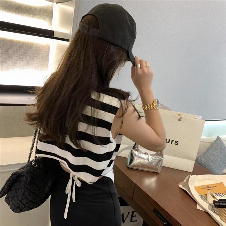 现货夏款垫肩条纹针织，其它，XTZ style