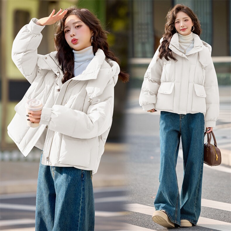 短款白鸭绒羽绒服时尚潮流2024年冬季新款,女装羽绒服,橙子家