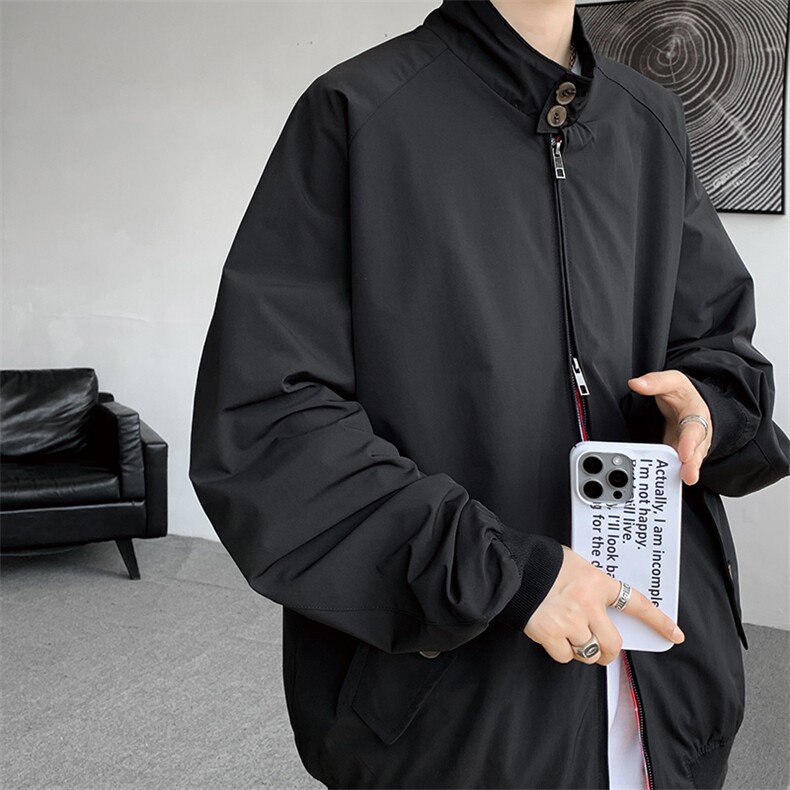 8XL-M美式复古棒球服外套男特大码潮牌双拉链立领夹克衫JK005P85图片