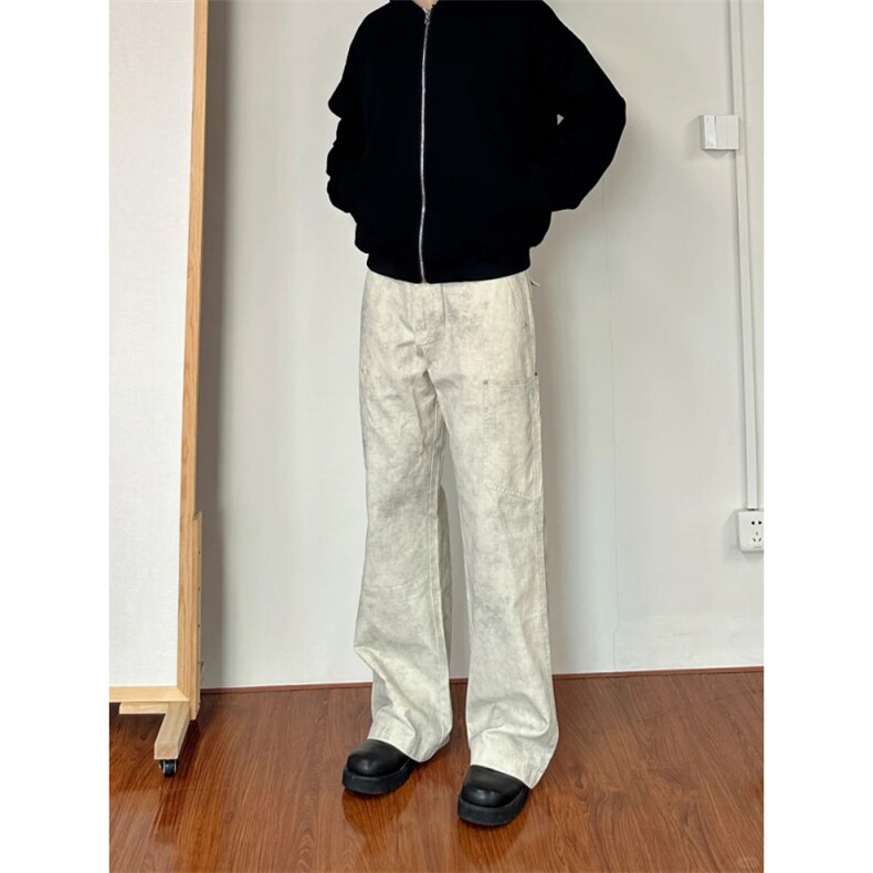 1506/QM1180/P57美式风大理石纹复古直筒休闲工装裤子男女同款,男装工装外套,星座1506
