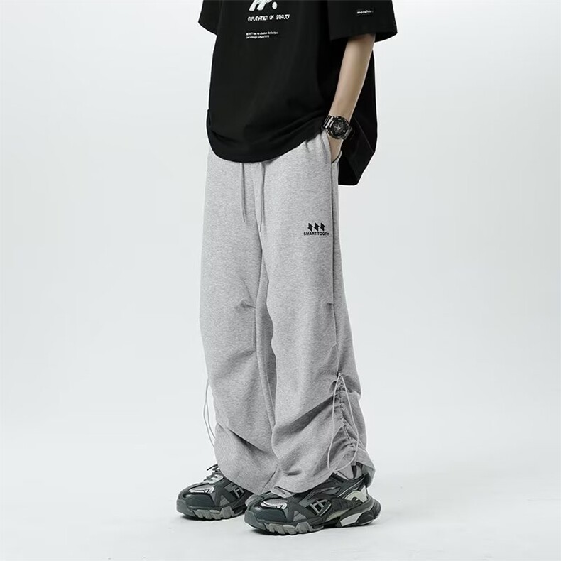 春季美式oversize抽绳褶皱休闲裤2023新款束脚运动裤K6268-P36,男装休闲裤,星座512-3