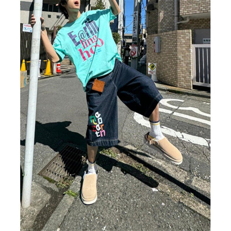 复古黑色牛仔七分裤夏季低腰直筒宽松工装中裤五分裤短裤ND3014,男装牛仔裤,星座1116A（原606A-3）