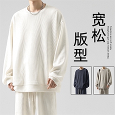 重磅美式条绒秋冬款圆领卫衣纯色百搭休闲宽松-TW890特批50，男装休闲套装，星座718