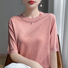 短袖t恤女2025新款夏季薄款宽松显瘦打底上衣小衫，女装T恤，质第工厂直营店