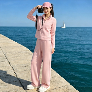 欧货时尚运动套装女春季新款洋气减龄立领拉链开衫卫衣卫裤两件套图片