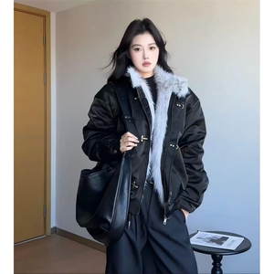 网络图 美式复古飞机扣哈灵顿珠光皮座山雕长毛棉服JD021-P148图片