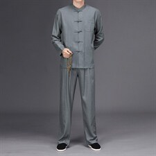 唐装中式长袖外套中老年2023春季新款男装风复古盘扣汉服套装，男装民族服装，电商B212（原钱塘6029）