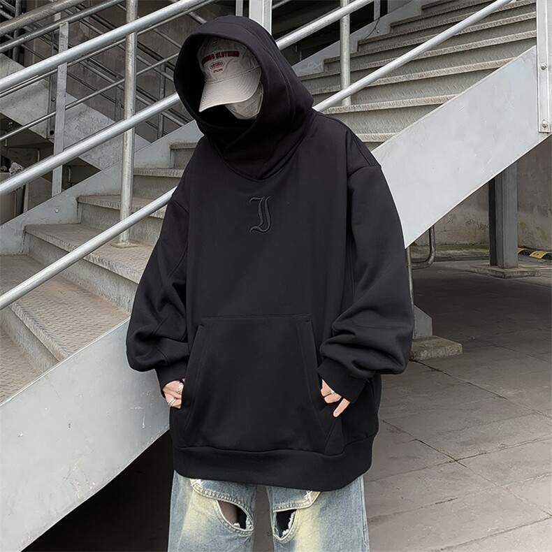 社恐i人忍者高领卫衣男女连帽冬美式加绒加厚外套WG108-P48绒55,男装卫衣,星座1008