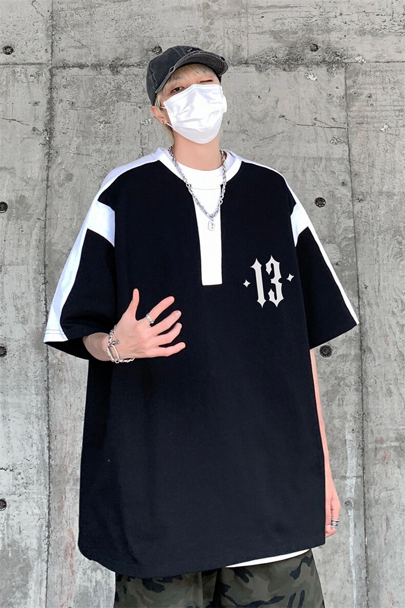 B239-1266-P38夏季圆领数字印花重磅短袖T恤男撞色体恤上衣半袖,男装T恤,星座514-2(原B239)