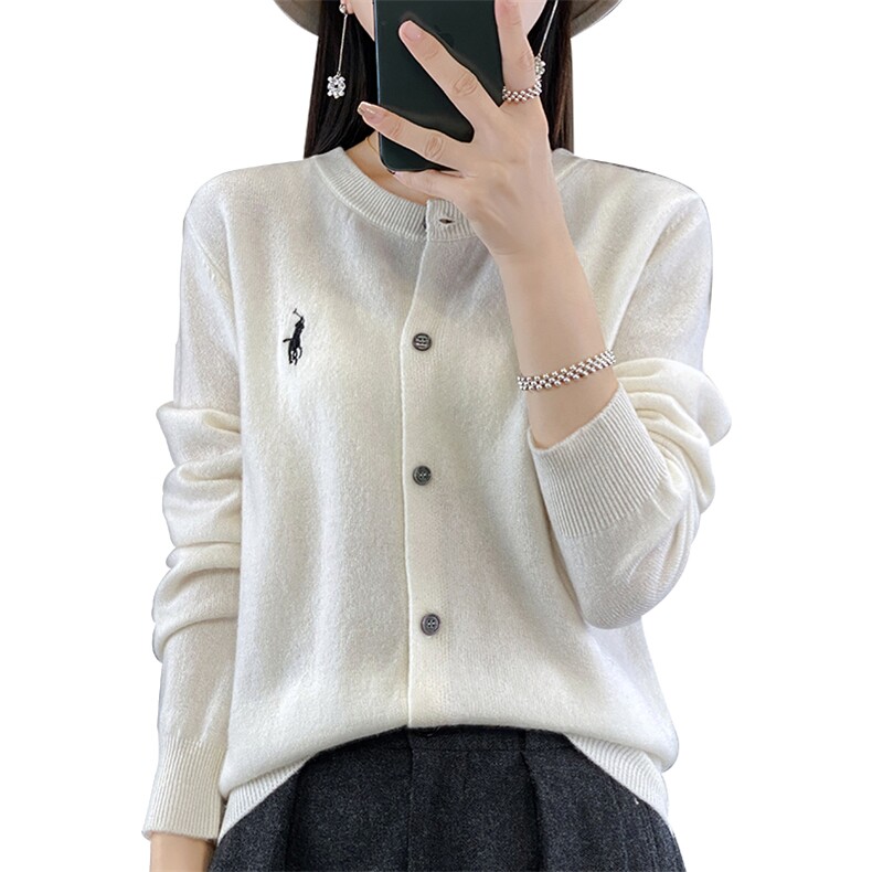 2024秋冬新款羊毛女士圆领纽扣羊毛开衫,女装羊毛衫,润辉羊绒