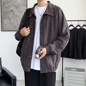 麂皮绒翻领夹克男士秋冬季2025新款痞帅潮牌欧美工装外套H04/P60图片