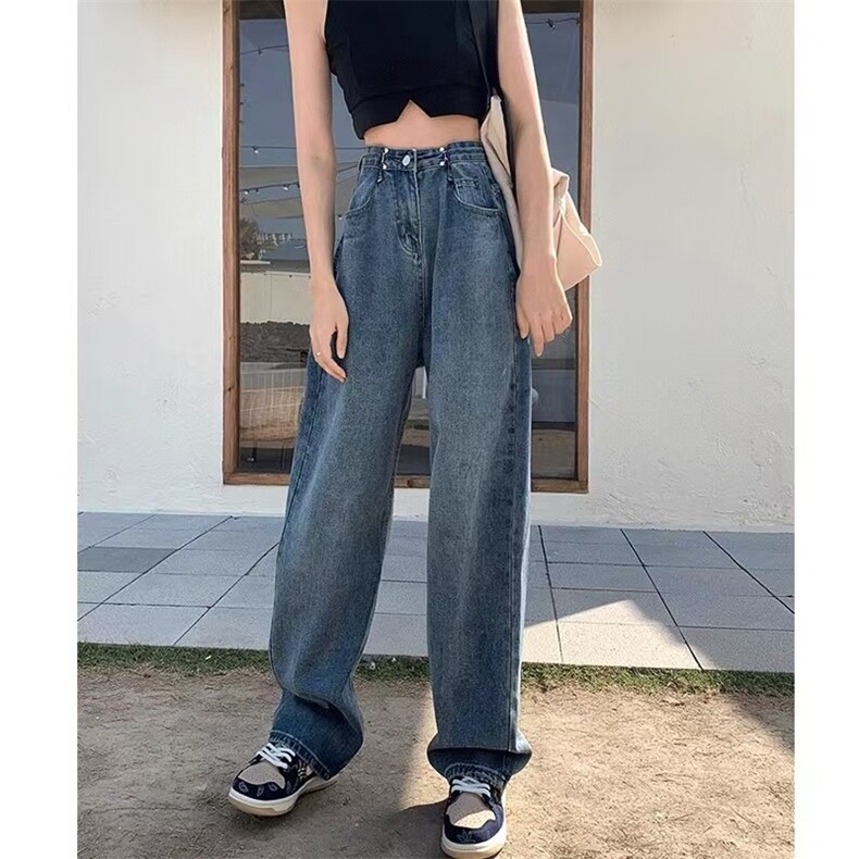 高腰显瘦阔腿牛仔裤女夏季2025新款潮ins直筒复古宽松拖地老爹裤,男装牛仔裤,星座506A