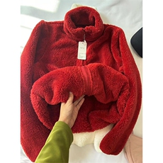 高品纯色厚实拉链茄克长绒保暖显瘦立领摇粒绒外套男女A1194-P40，男装棉衣，星座1505