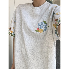 【有货】BK902CC-特P33花卉刺绣圆领短袖T恤男女，男装T恤，星座1007（原301D）
