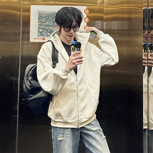 抖音得物品质二开 26春装美式高街双头双拉链卫衣开衫外套W74图片