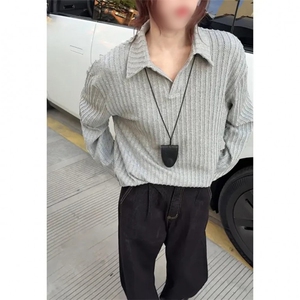 网图慎用 手缝线麦穗纹老钱风百搭长袖T恤男宽松T24524-特P40控78图片
