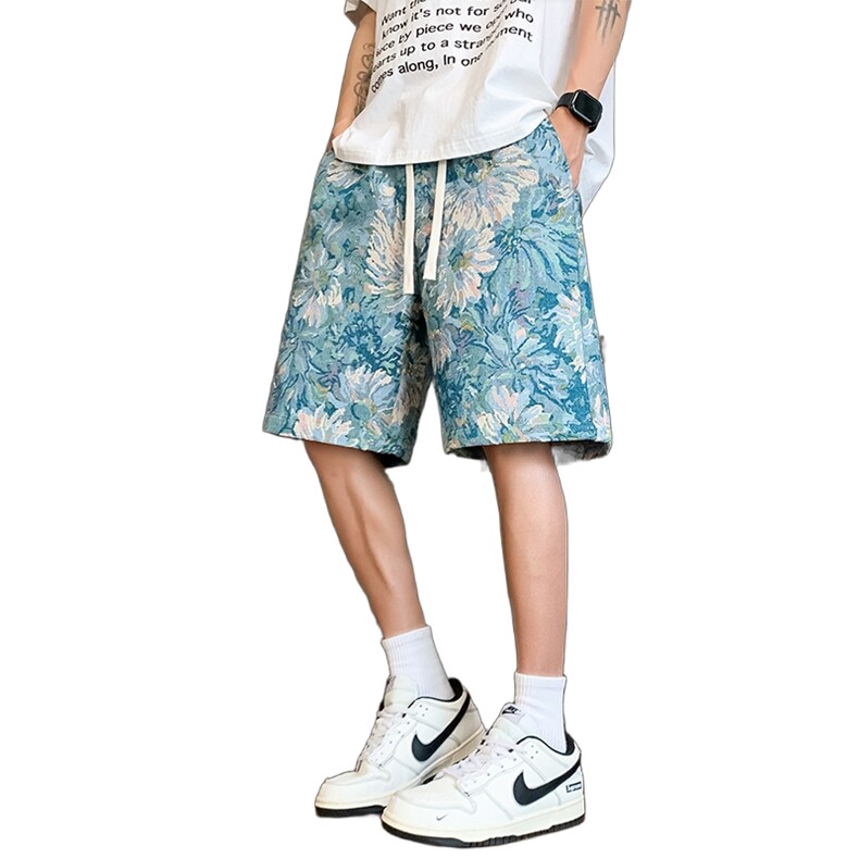 K208-P32控49新款现货夏季宽松男士提花休闲短裤,男装牛仔裤,星座209-1