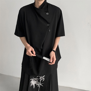 新中式现货 男士大码斜领高级感白色衬衣CS29-P60控89图片