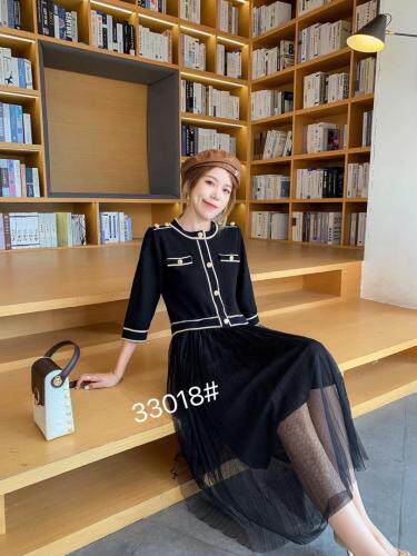 针织拼接连衣裙，女装连衣裙，千百莲