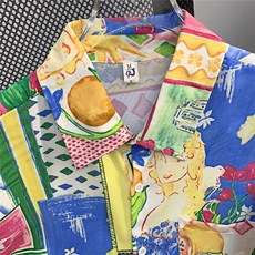 夏威夷短袖花衬衫男女夏季凉感复古油画宽松衬衣外套休闲情侣上衣，男装衬衫，星座601-1