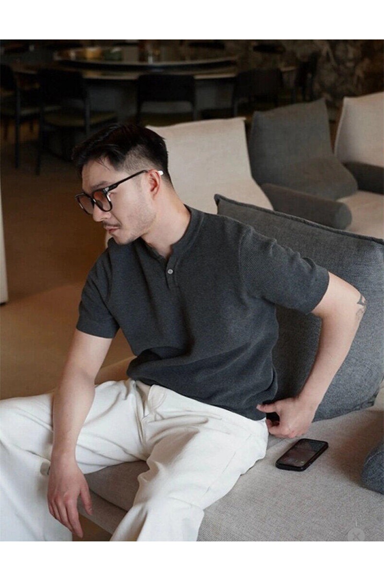 网图慎用自家图在拍针织短袖V领Polo薄款波罗纹E77090-P55,男装T恤,电商D342