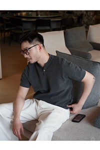 网图慎用自家图在拍针织短袖V领Polo薄款波罗纹 E77090-P55图片
