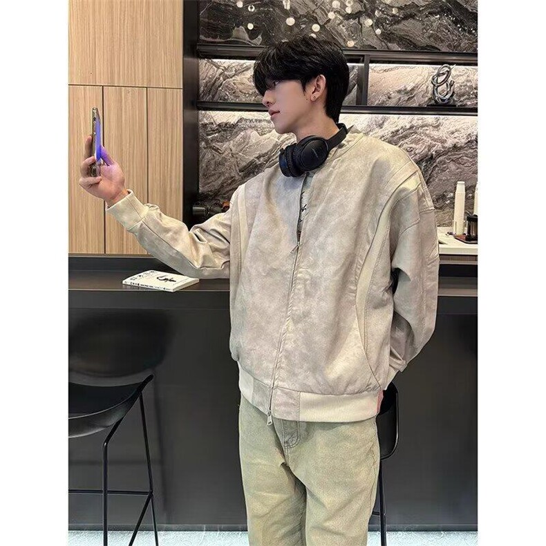 W9453-P90网图现货新款pu皮夹克高级感痞帅短款棒球服外套,男装夹克,星座1608-2