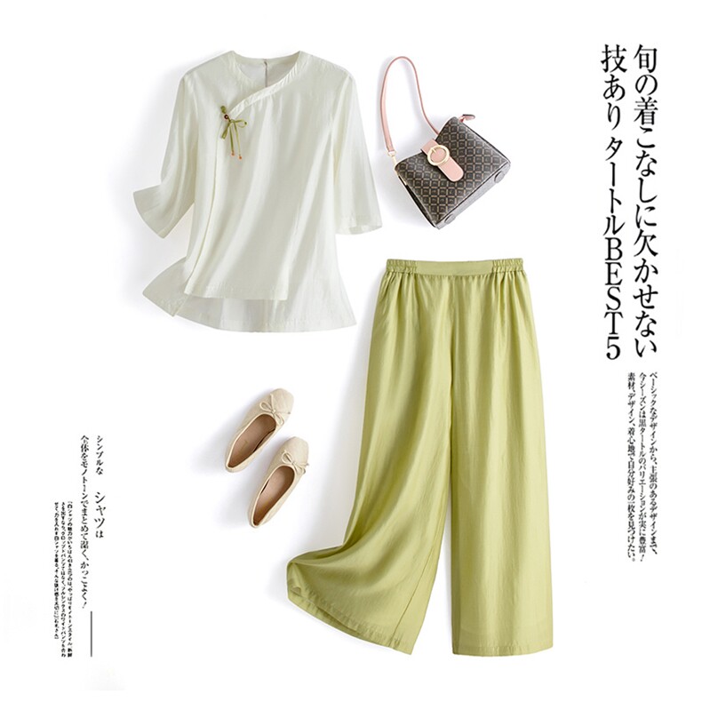 （又又又加码到XXXL了）水衣源23001款新中式小衫配阔腿裤套装，女装汉服/婚纱/旗袍/礼服，水衣源